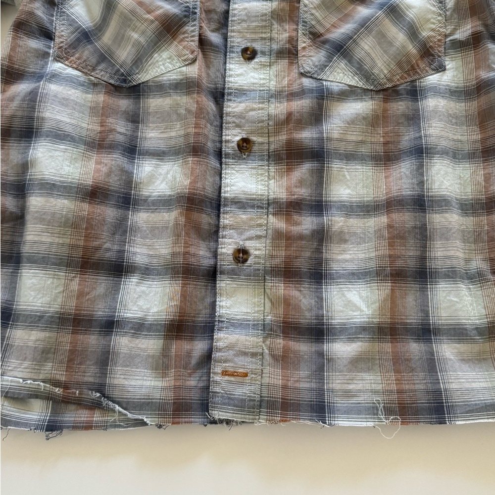 Carhartt Blue and Brown Plaid Women's Top - Picture 3 of 7